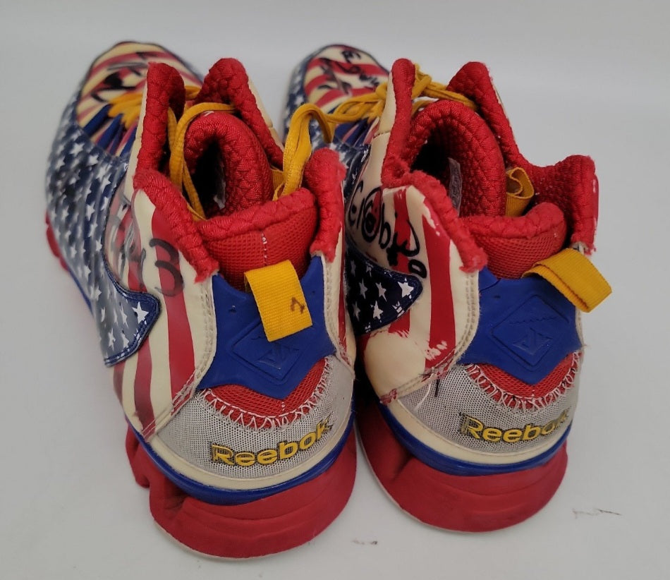 Game Worn Rare Reebok Shoes multi  signed by The Harlem Globetrotters with Lanyard & coa