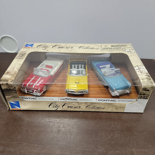 City Cruiser Collection 1/43 Scale Pontiac 55 Starchief, 66 GTO, & 57 Bonneville