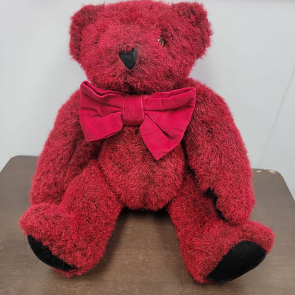 Vermont Teddy Bear 16" Jointed Red Black Plush