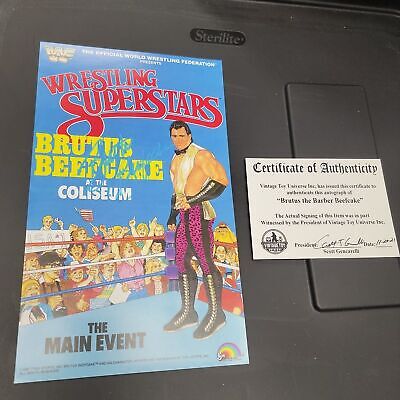 Autographed Brutus Beefcake Wrestling Superstars Mini Poster Blue Signature