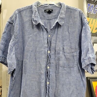 Lands End Linen Short Sleeve Button Down Shirt Mens Size 2XL