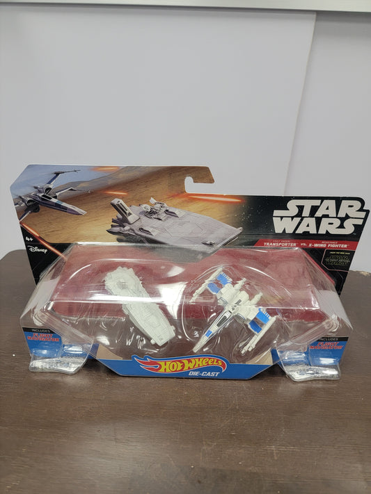 Star Wars Hot Wheels Die Cast First Order Transporter vs. Resistance X-Wing Fighter