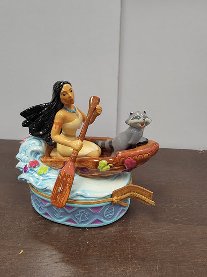 Pocahontas in Canoe Musical Porcelain Enesco