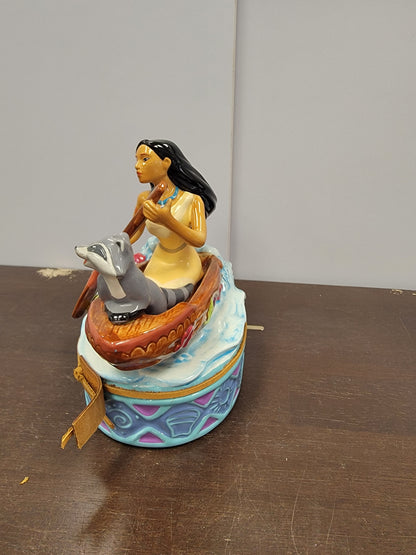 Pocahontas in Canoe Musical Porcelain Enesco