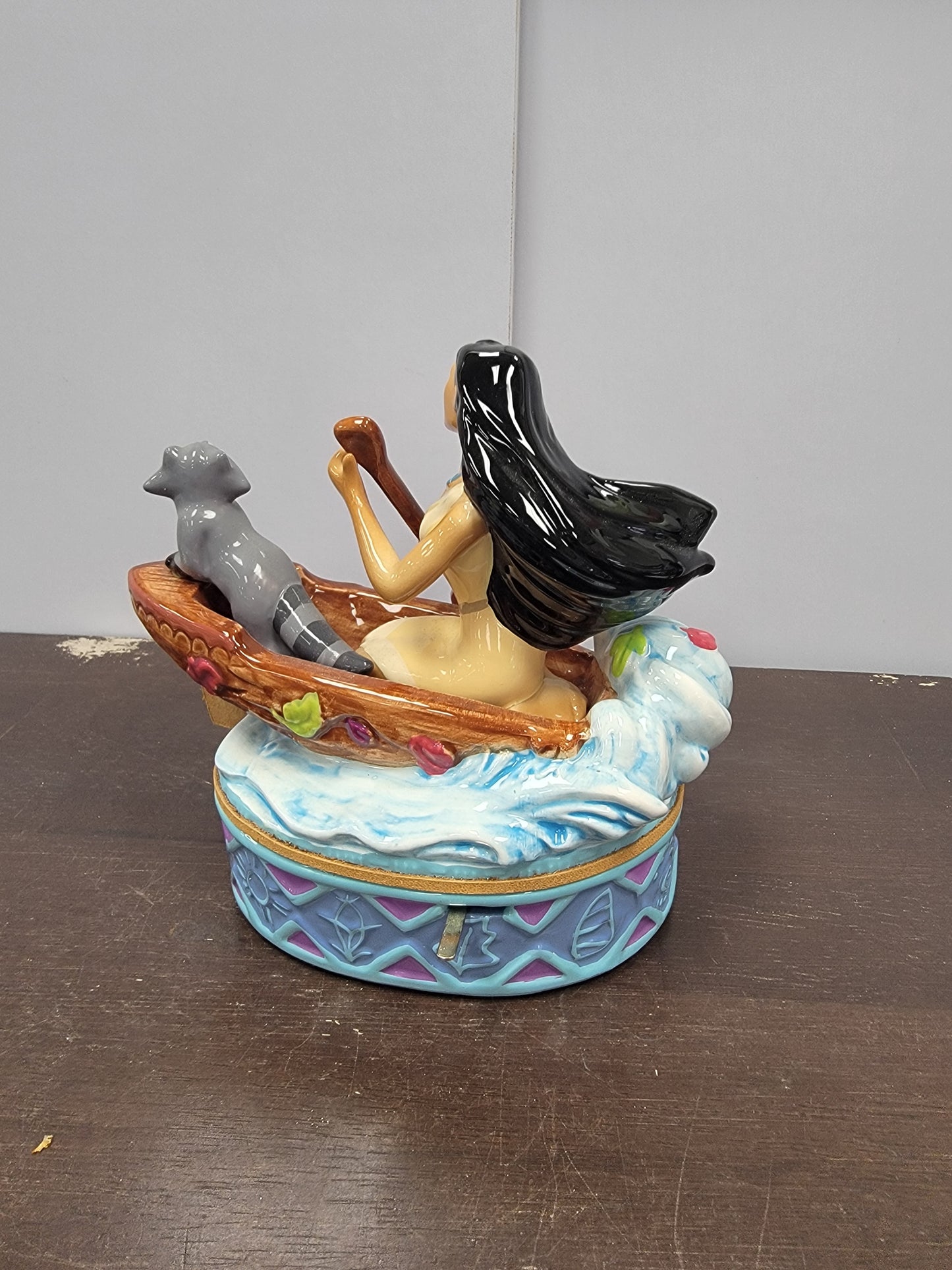 Pocahontas in Canoe Musical Porcelain Enesco