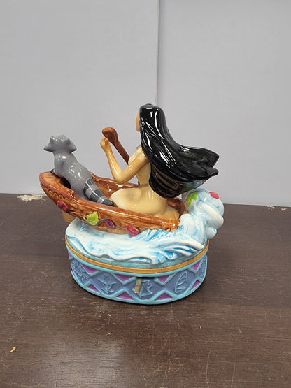 Pocahontas in Canoe Musical Porcelain Enesco