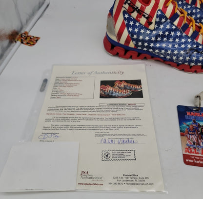 Game Worn Rare Reebok Shoes multi  signed by The Harlem Globetrotters with Lanyard & coa