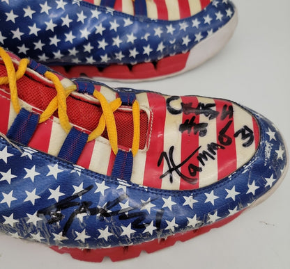 Game Worn Rare Reebok Shoes multi  signed by The Harlem Globetrotters with Lanyard & coa