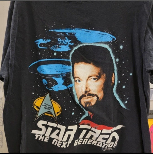 Vintage Star Trek Commander William Riker Single Stitch Shirt Size Large