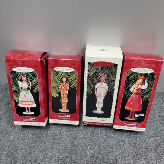 Hallmark Keepsake Barbie Dolls of the World Christmas Ornaments Lot of 4