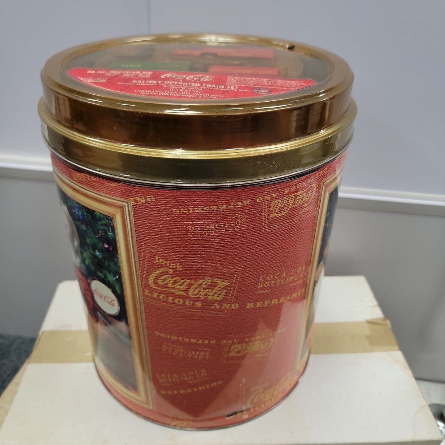 Coca Cola Battery Operated Train Set Popcorn Tin